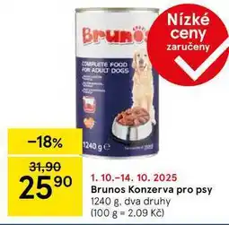 Tesco Brunos Konzerva pro psy, 1240 g. dva druhy nabídka