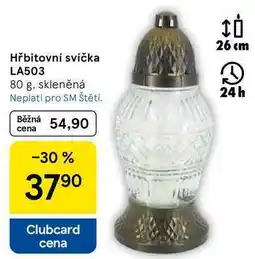 Tesco Hřbitovní svíčka LA503, 80 g, skleněná nabídka