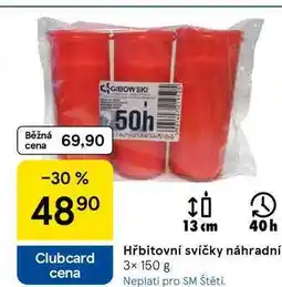 Tesco Hřbitovní svíčky náhradní, 3× 150 g nabídka