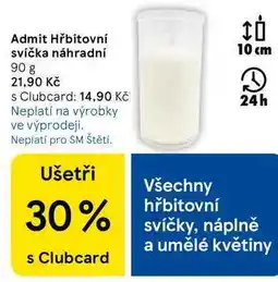 Tesco Admit Hřbitovní svíčka náhradní, 90 g nabídka