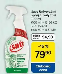 Tesco Savo Univerzální sprej Eukalyptus, 700 ml nabídka