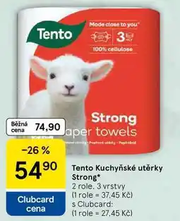 Tesco Tento kuchyňské utěrky Strong, 2 role, 3 vrstvy nabídka