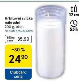 Tesco Hřbitovní svíčka náhradní, 200 g. plast nabídka