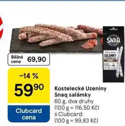 Tesco Kostelecké Uzeniny Snaq salámky, 60 g nabídka