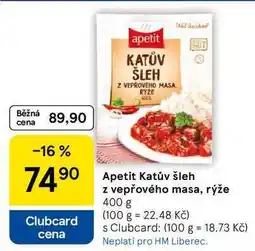 Tesco Apetit Katův šleh z vepřového masa, rýže, 400 g nabídka