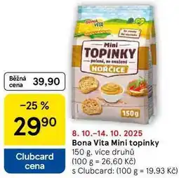 Tesco Bona Vita Mini topinky, 150 g, více druhů nabídka