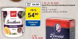 Tesco Gold Plus Povidla švestková slazená, 440 g nabídka