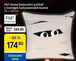 Tesco F&F Home Dekorační polštář s motivem halloweenské mumie, 45 x 45 cm nabídka
