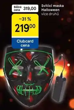Tesco Svítící maska Halloween, více druhů nabídka
