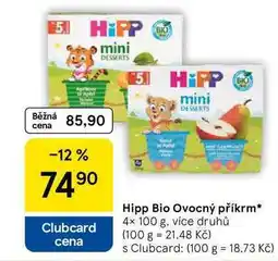Tesco Hipp Bio Ovocný příkrm, 4× 100 g, více druhů nabídka