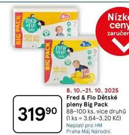 Tesco Fred & Flo Dětské pleny Big Pack, 88-100 ks, více druhů nabídka
