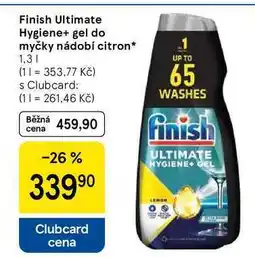 Tesco Finish Ultimate Hygiene+ gel do myčky nádobí citron, 1.3 l nabídka
