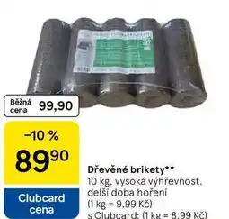 Tesco Dřevěné brikety, 10 kg, vysoká výhřevnost. delší doba hoření nabídka