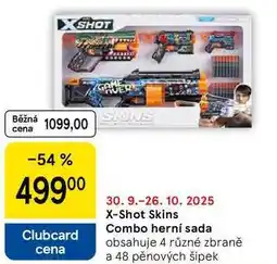 Tesco X-Shot Skins Combo herní sada obsahuje 4 různé zbraně a 48 pěnových šipek nabídka