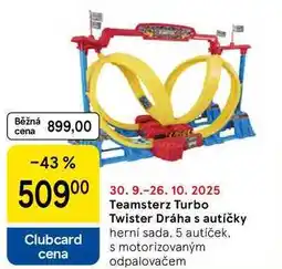 Tesco Teamsterz Turbo Twister Dráha s autíčky, herní sada, 5 autíček. s motorizovaným odpalovačem nabídka