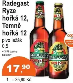 COOP DISKONT Radegast Ryze hořká 12, Temně hořká 12 pivo ležák nabídka