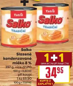 Billa Tatra Salko Slazené kondenzované mléko 8% nabídka