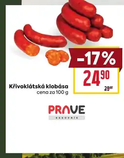 Billa Křivoklátská klobása nabídka