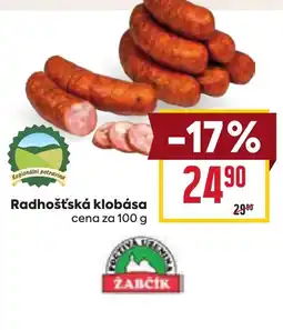 Billa Radhošťská klobása nabídka