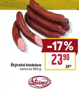Billa Štýrská klobása nabídka