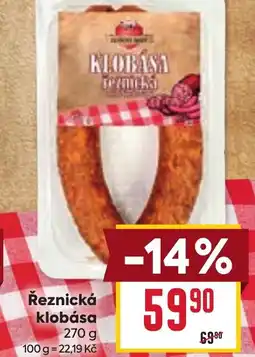 Billa Řeznická klobása nabídka