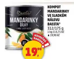 Penny Market KOMPOT MANDARINKY VE SLADKÉM NÁLEVU BASSTA, 312 g nabídka