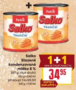 Billa Tatra Salko Slazené kondenzované mléko 8% nabídka