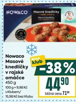 Billa Nowaco Masové knedličky v rajské omáčce nabídka