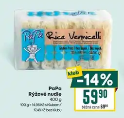 Billa PAPA Rýžové nudle nabídka