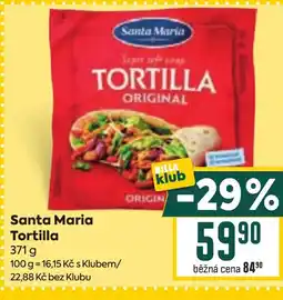 Billa Santa Maria Tortilla nabídka