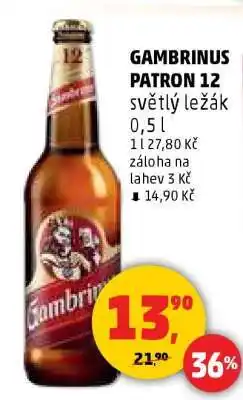 Penny Market Gambrinus Patron 12 světlý ležák 0,5 l nabídka