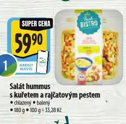 Albert Salát hummus s kuřetem a rejčatovým pestem nabídka