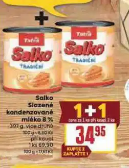 Billa Salko slazené kondenzované mléko 8% nabídka