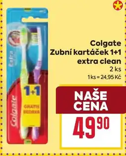 Billa Colgate Zubní kartáček 1+1 extra clean nabídka