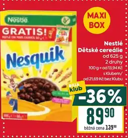 Billa Nestlé Dětské cereálie nabídka