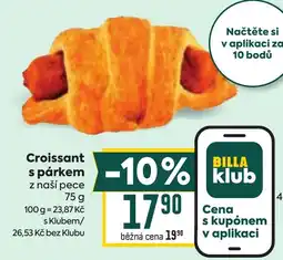 Billa Croissant s párkem nabídka