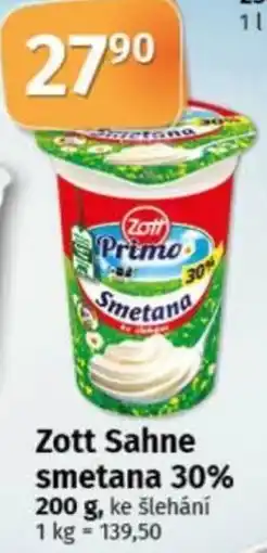 COOP TIP Zott Sahne smetana 30% nabídka