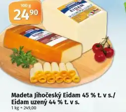 COOP TIP Madeta Jihočeský Eidam 45% t. v s./ Eidam uzený 44% t. vs. nabídka