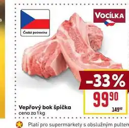 Billa Vepřový bok špička cena za 1 kg nabídka
