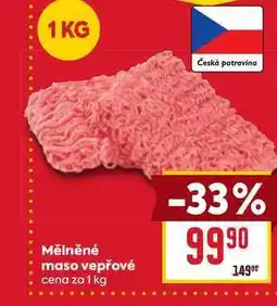 Billa Mělněné maso vepřové cena za 1 kg nabídka