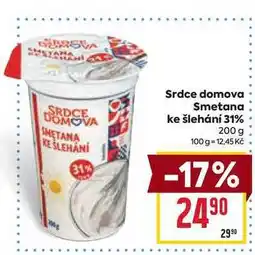 Billa Srdce domova Smetana ke šlehání 31% 200 g nabídka