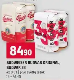 Terno BUDWEISER BUDVAR ORIGINAL, BUDVAR 33 4x 0,5 l nabídka