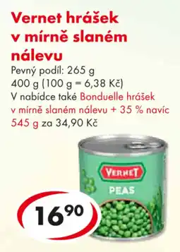 CBA Vernet hrášek v mírně slaném nálevu nabídka