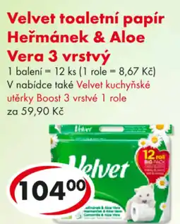 CBA Velvet toaletní papír Heřmánek & Aloe Vera 3 vrstvý nabídka