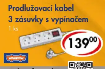 Prodlužovací kabel 3 zásuvky s vypínačem
