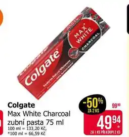 Teta Colgate Max White Charcoal zubní pasta 75 ml nabídka