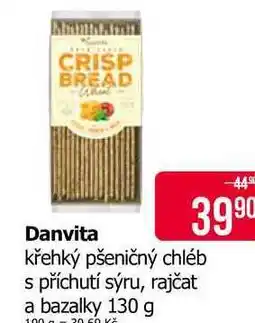 Teta Danvita křehký pšeničný chléb s příchutí sýru, rajčat a bazalky 130 g nabídka