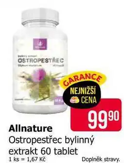Teta Allnature Ostropestřec bylinný extrakt 60 tablet nabídka