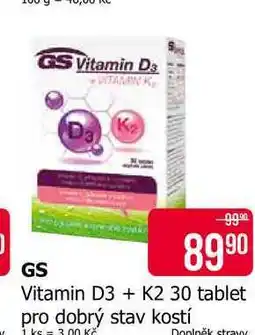 Teta GS Vitamin D3 + K2 30 tablet pro dobrý stav kostí nabídka