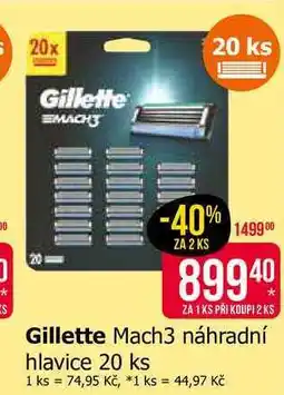 Teta Gillette Mach3 náhradní hlavice 20 ks nabídka